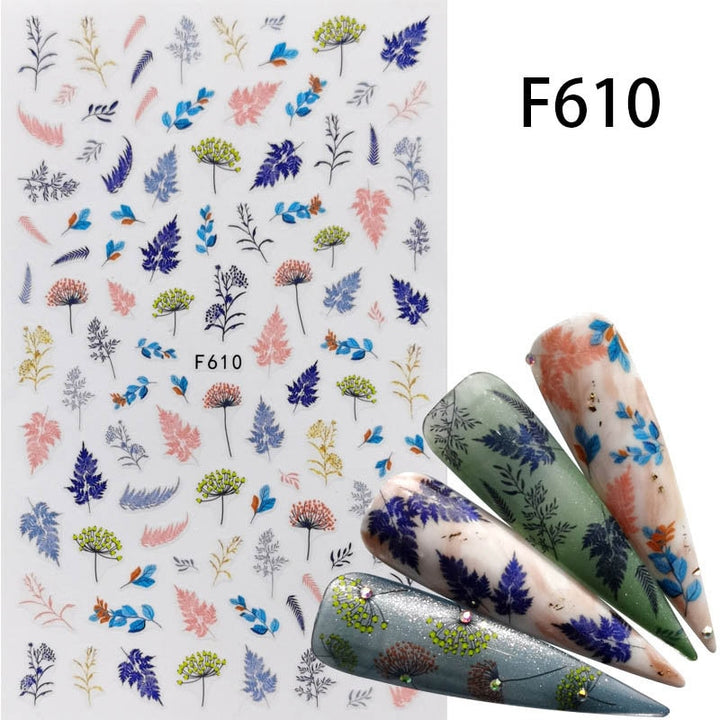 Nail Art Decal - Abstract Geometric, Animal, Panda, Leaf, and Flower Designs