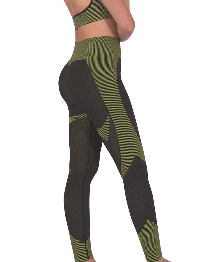 Trois Seamless Legging - Black With Green