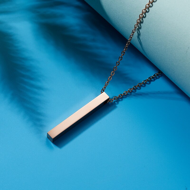 Personalized Stainless Steel Bar Pendant Necklace