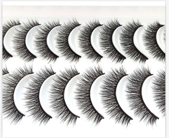 Natural Glam 3D Mink False Eyelashes - Set of 10 Pairs for Stunning Eye Makeup