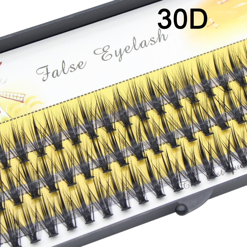 Luxury 3D Russian Volume Cluster Faux Mink Eyelash Extensions, 20D/30D/40D - Natural Long Individual Lashes